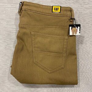 CAT Caterpillar Work Pants Mens 38 x 30 Brown Canvas Fleece Lined Insulated